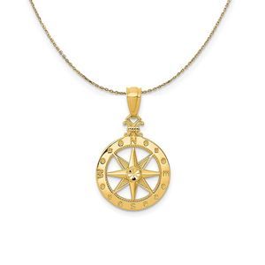 14k Yellow Gold Compass (14mm) Necklace - 20 Inch